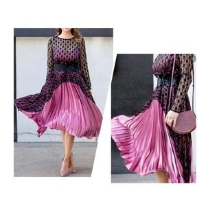 ASOS pink rose with black lace dress